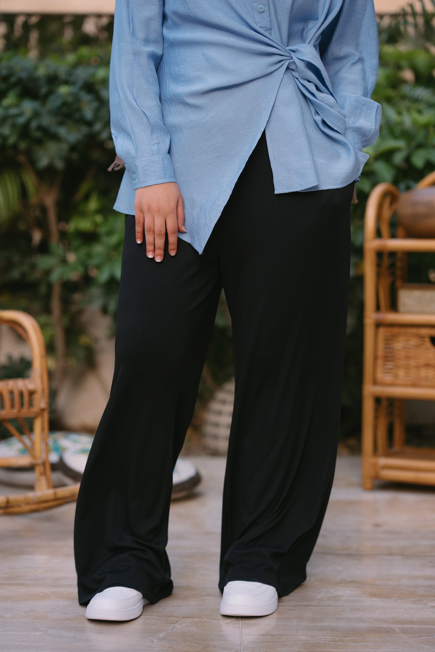 NASAYA soft breeze ribbed black pants