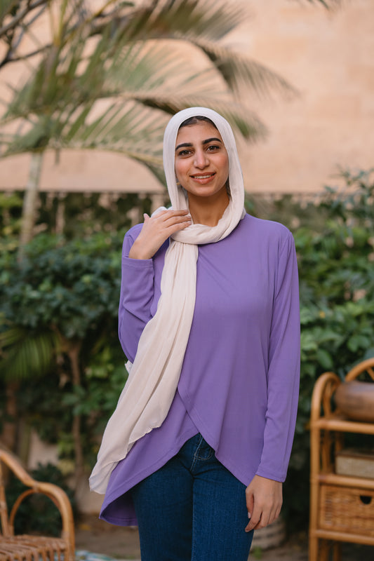 Nasaya soft breeze lavender ribbed blouse