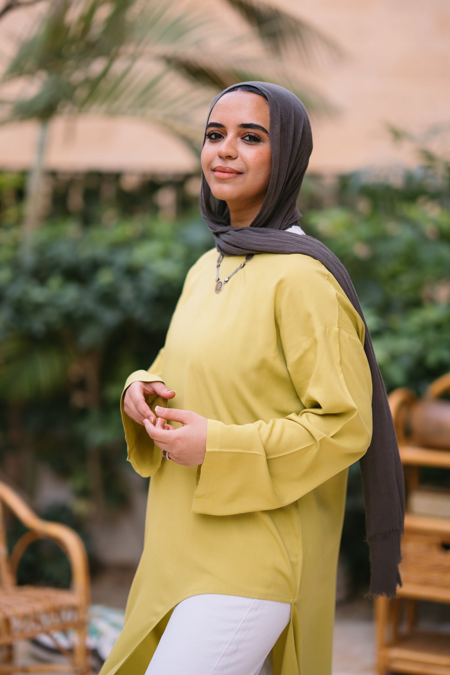 Nasaya whisper Neon yellow oversize cotton dress