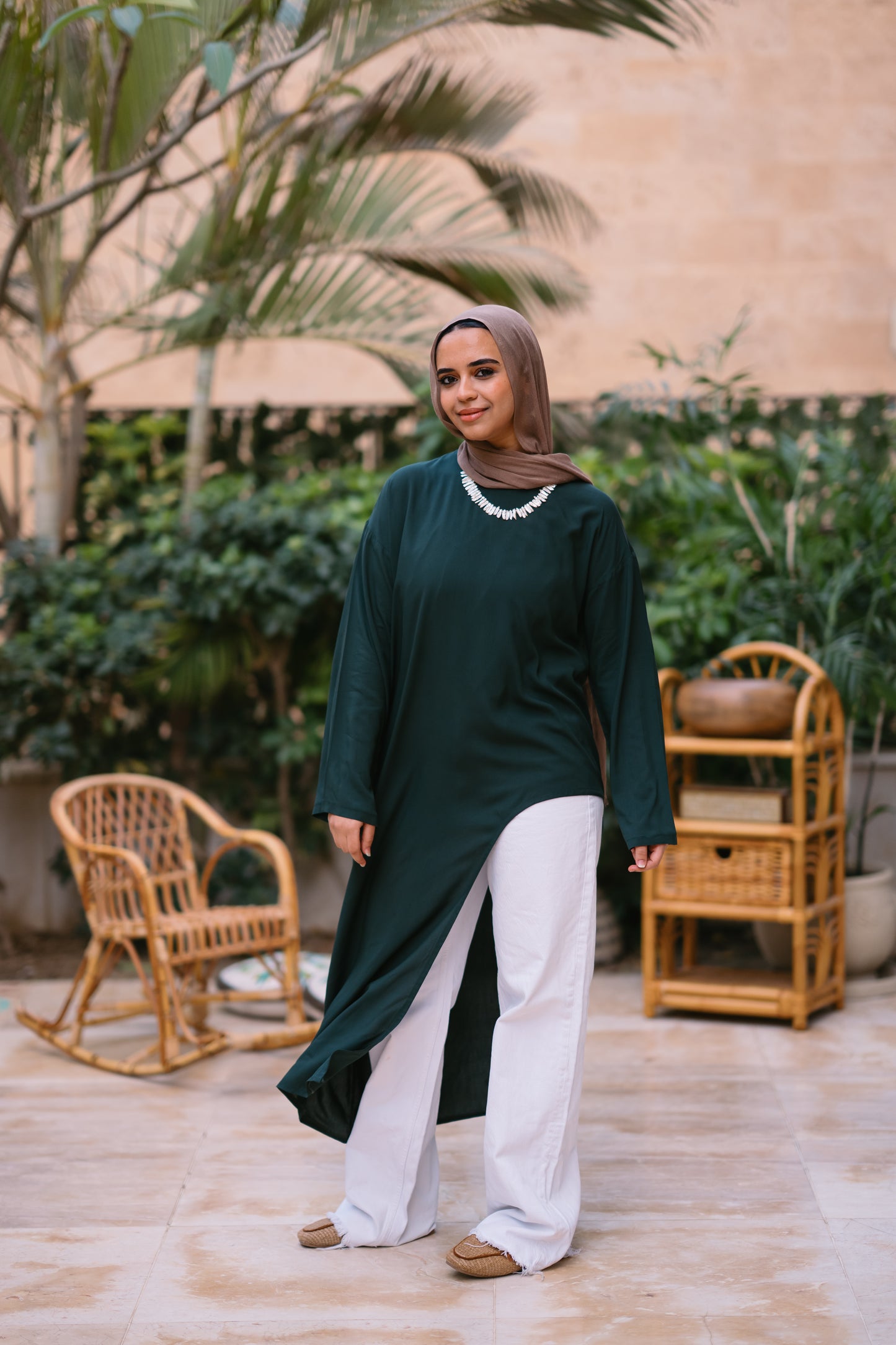 Nasaya whisper Dark green oversize cotton dress