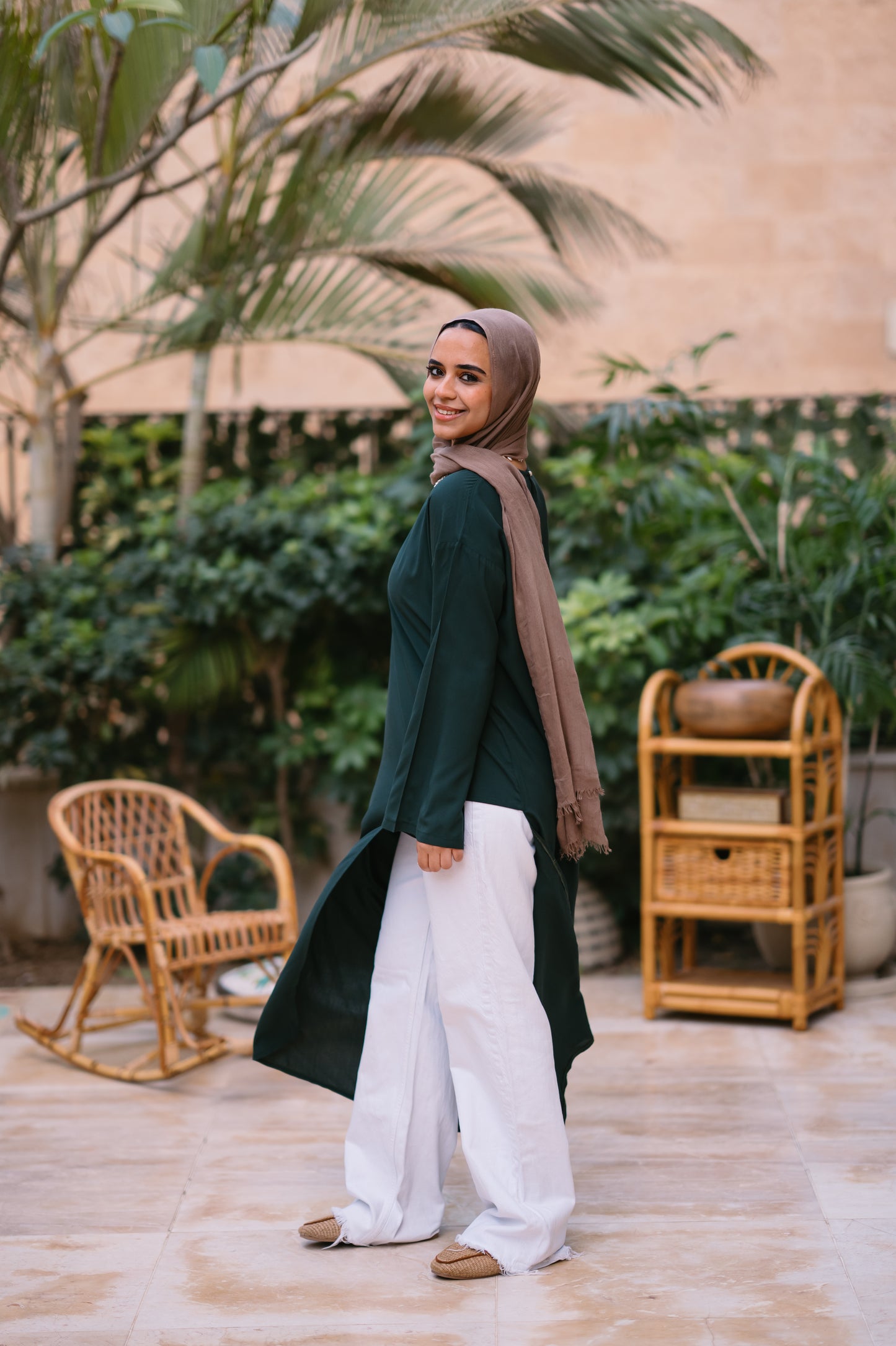 Nasaya whisper Dark green oversize cotton dress