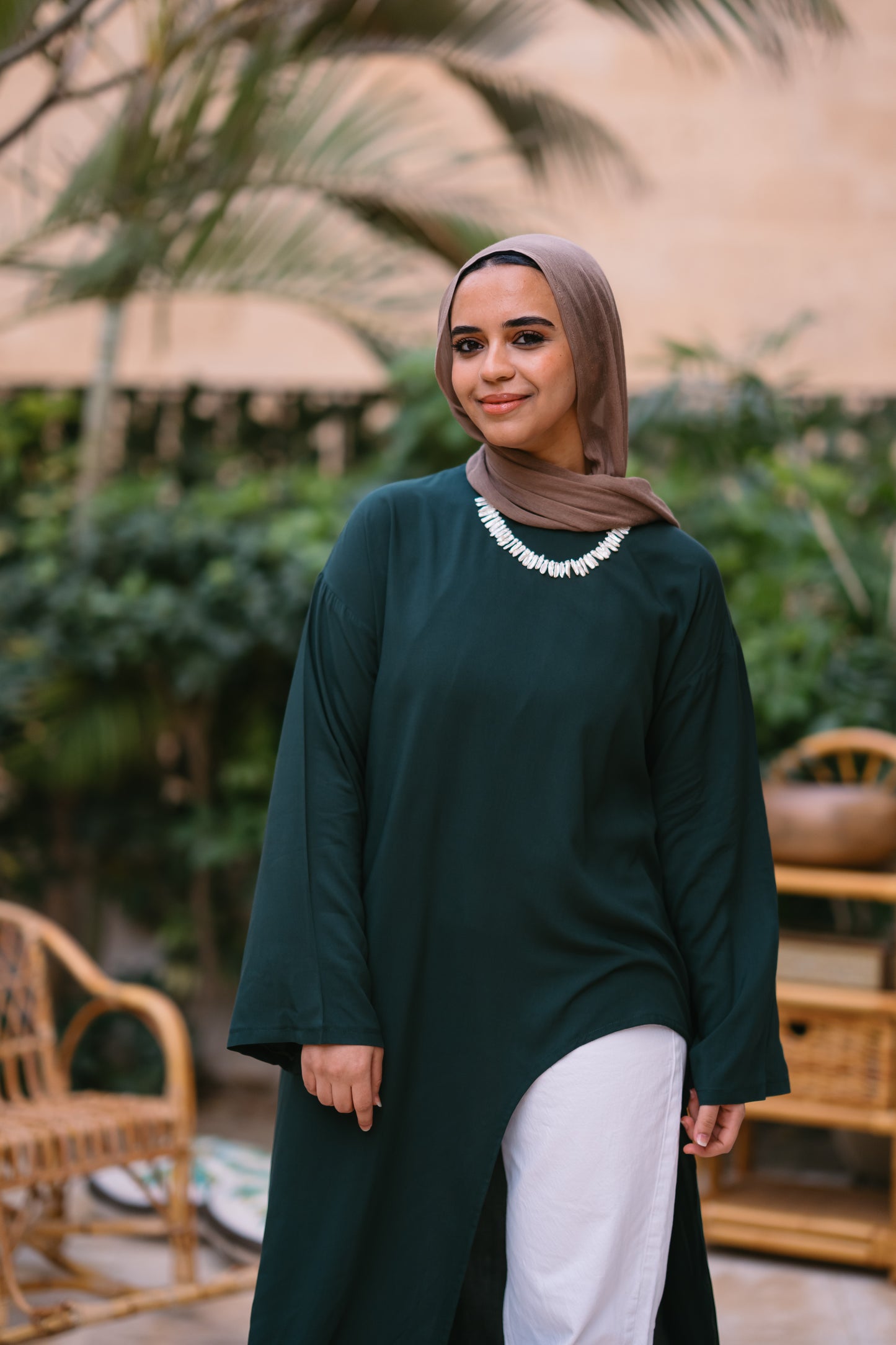 Nasaya whisper Dark green oversize cotton dress