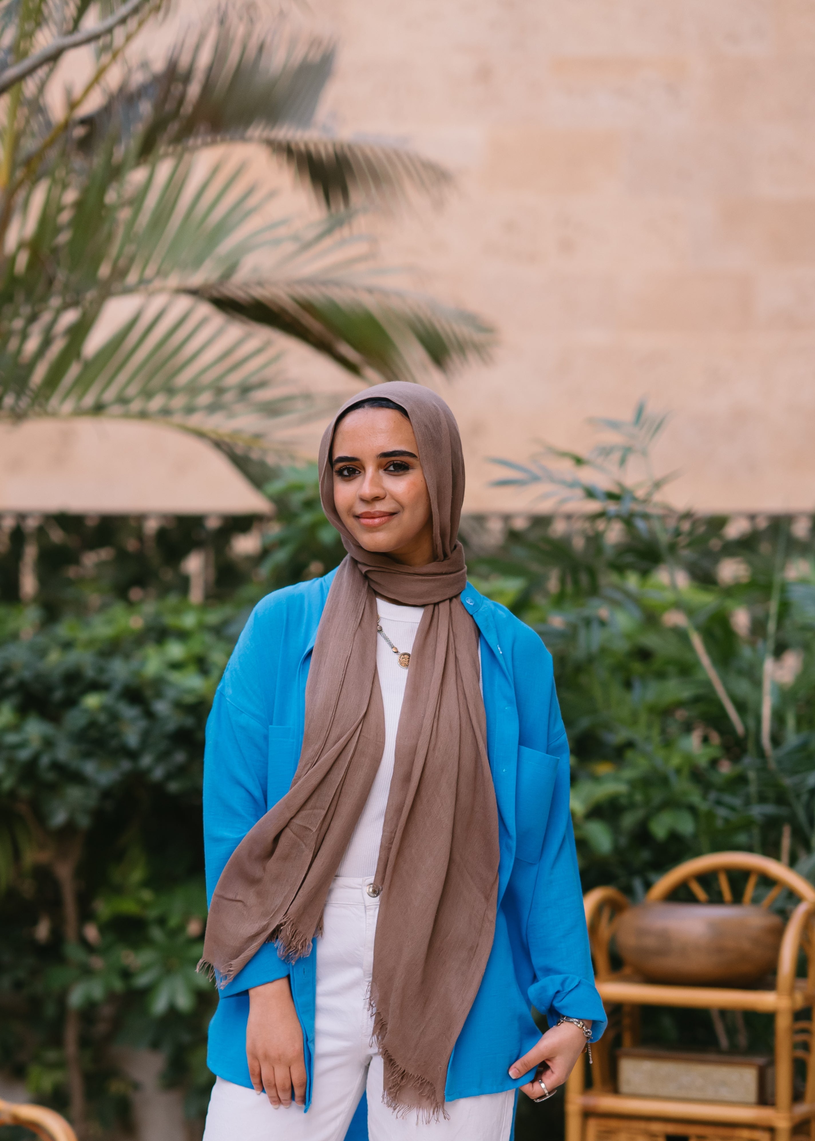 Nasaya casual loose linen blue shirt – Nasaya Modest Wear