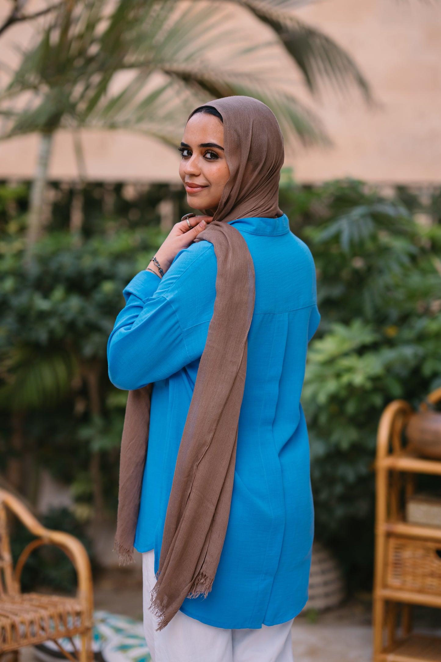 Nasaya casual loose linen blue shirt