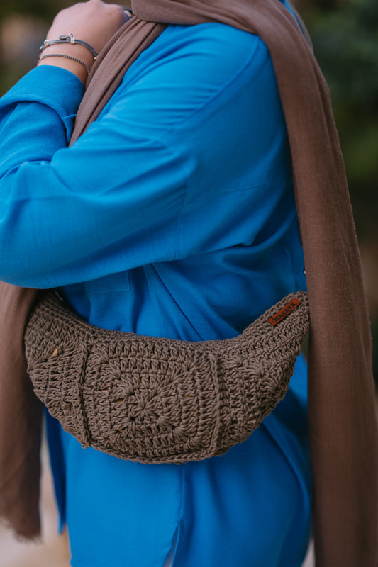 NASAYA Cross body coffee crochet bag