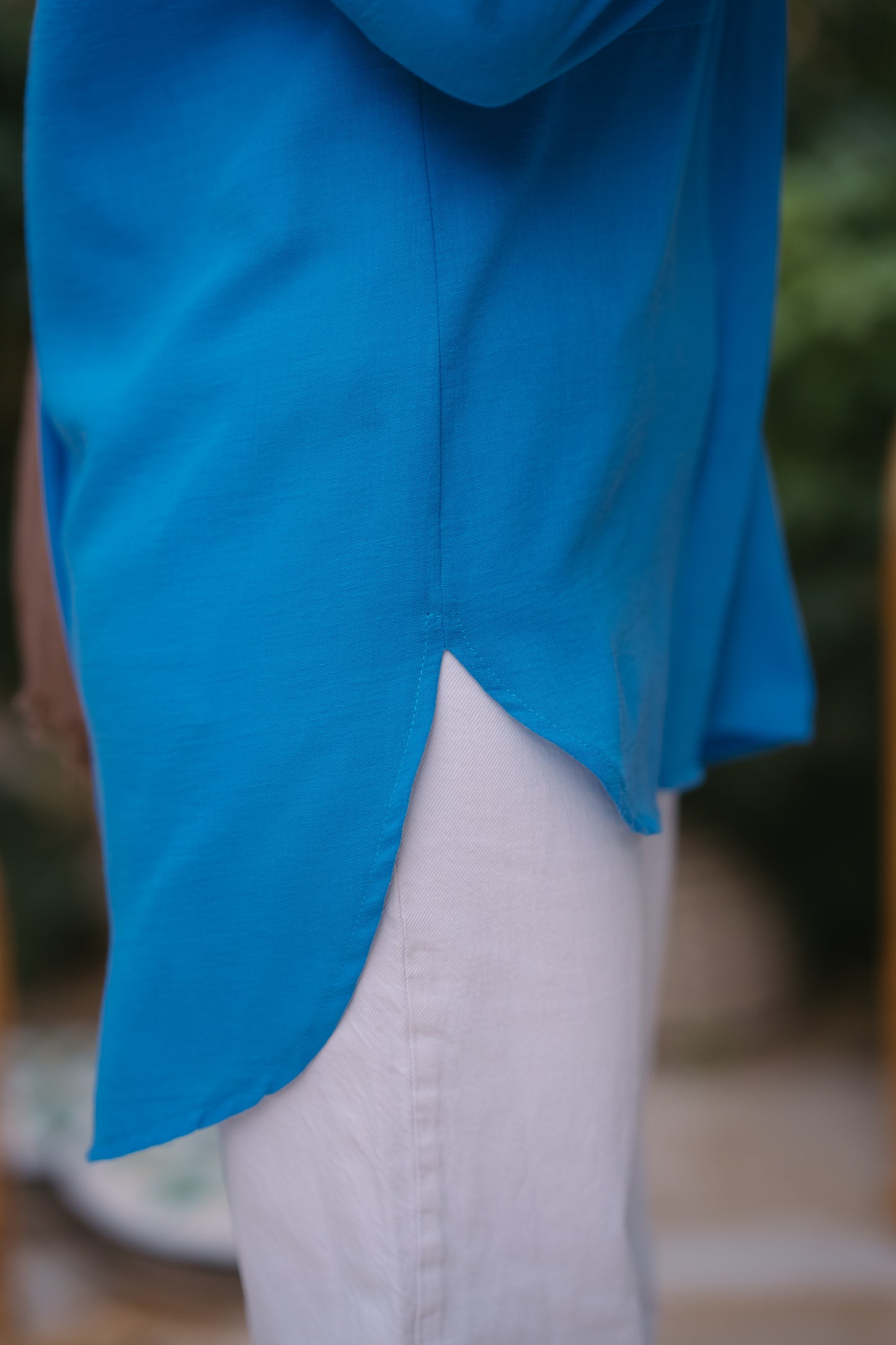 Nasaya casual loose linen blue shirt