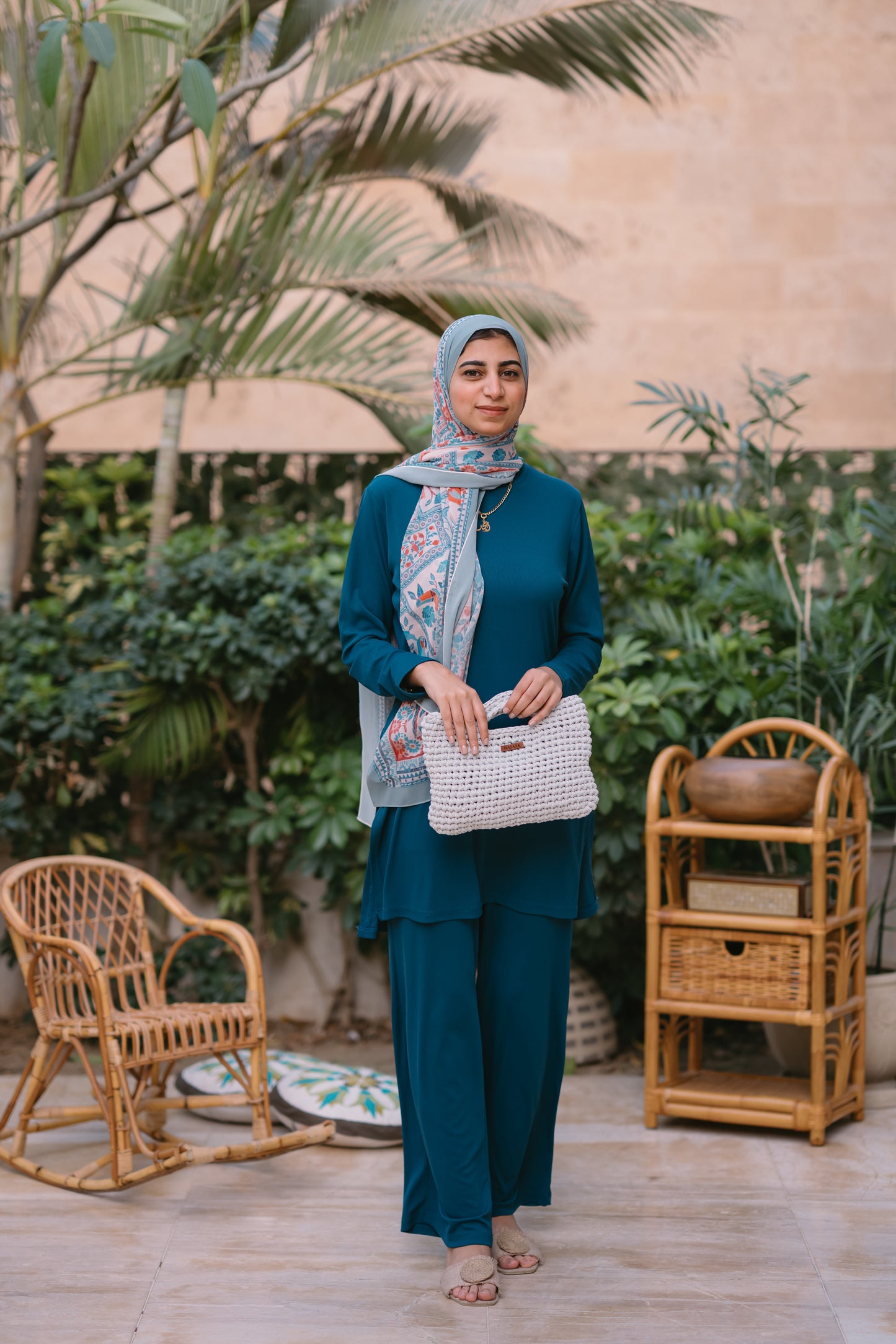 Nasaya soft breeze ribbed Set "Pants & blouse" teal