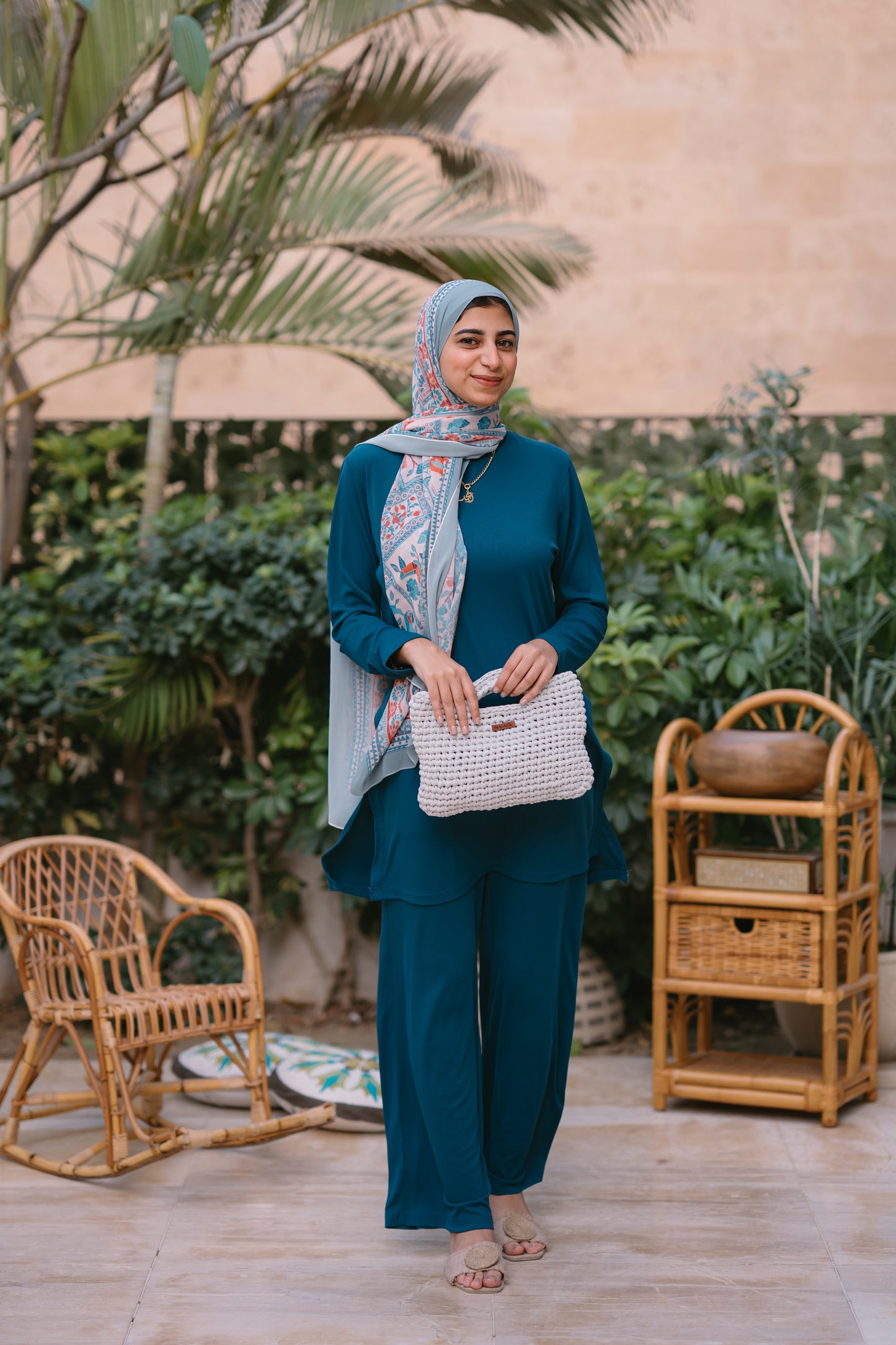 Nasaya soft breeze ribbed Set "Pants & blouse" teal