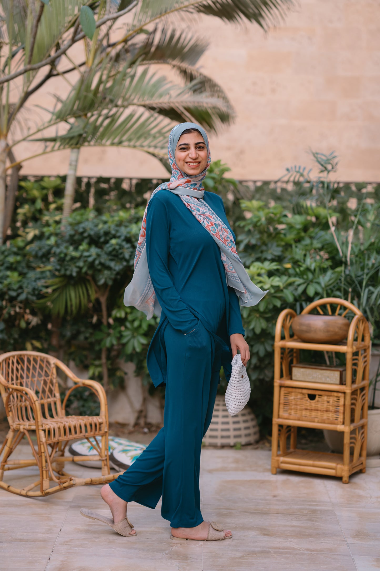 Nasaya soft breeze ribbed Set "Pants & blouse" teal