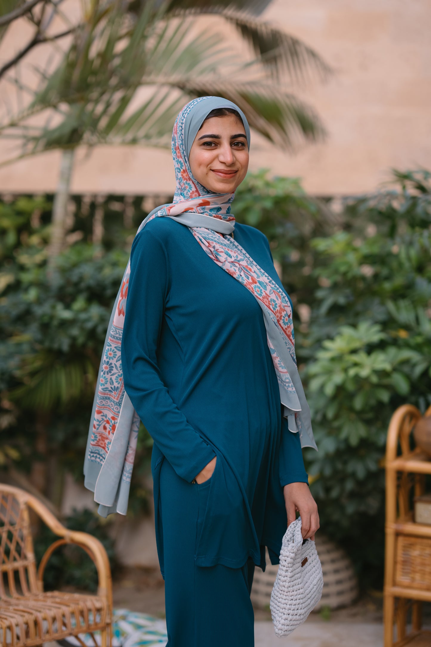 NASAYA soft breeze ribbed Petrol pants