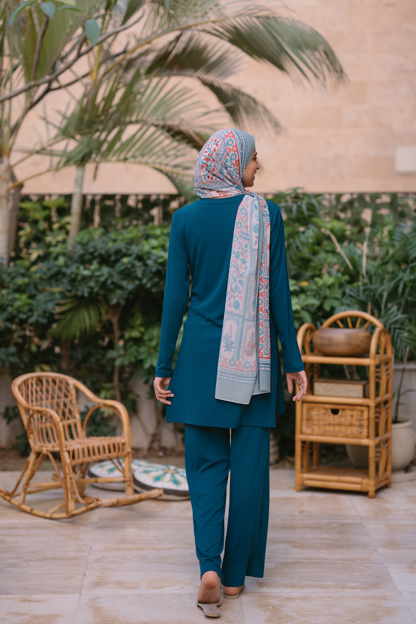 Nasaya soft breeze ribbed Set "Pants & blouse" teal