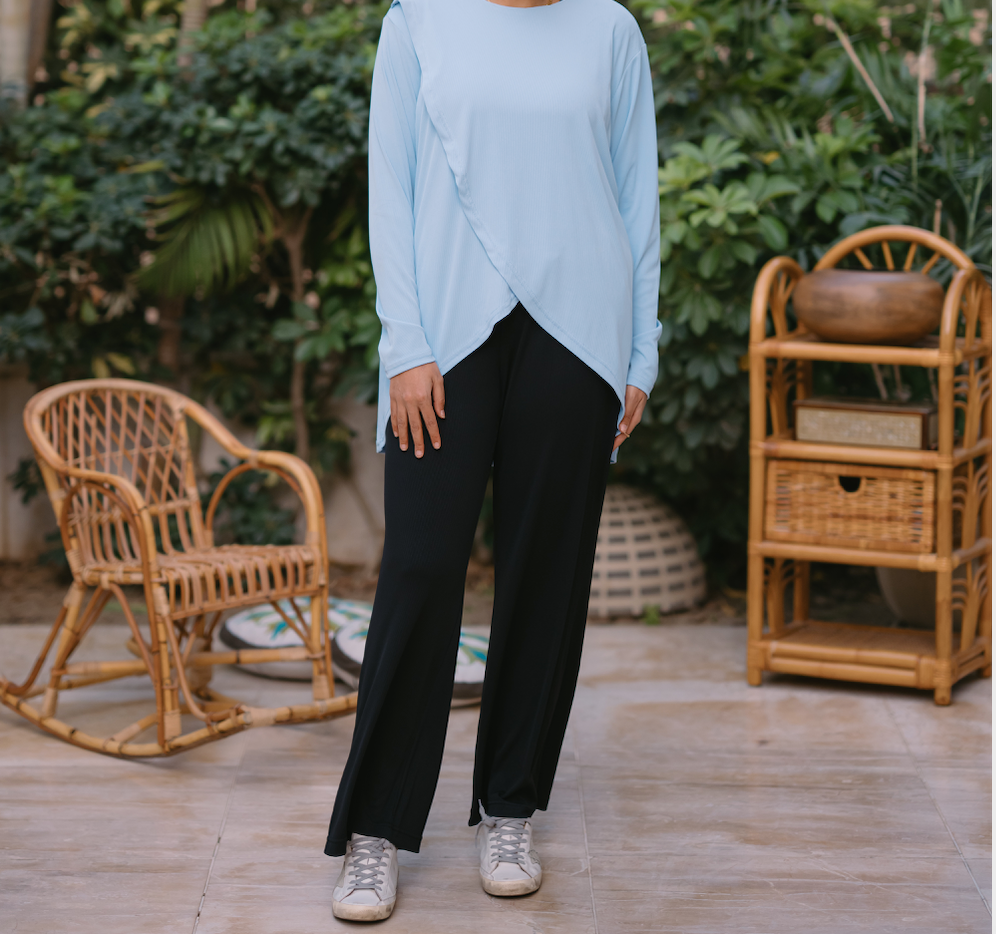 Nasaya soft breeze blue ribbed blouse