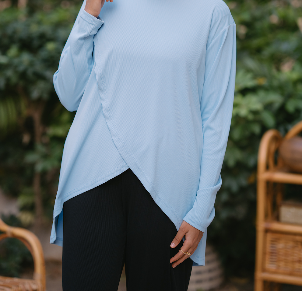 Nasaya soft breeze blue ribbed blouse