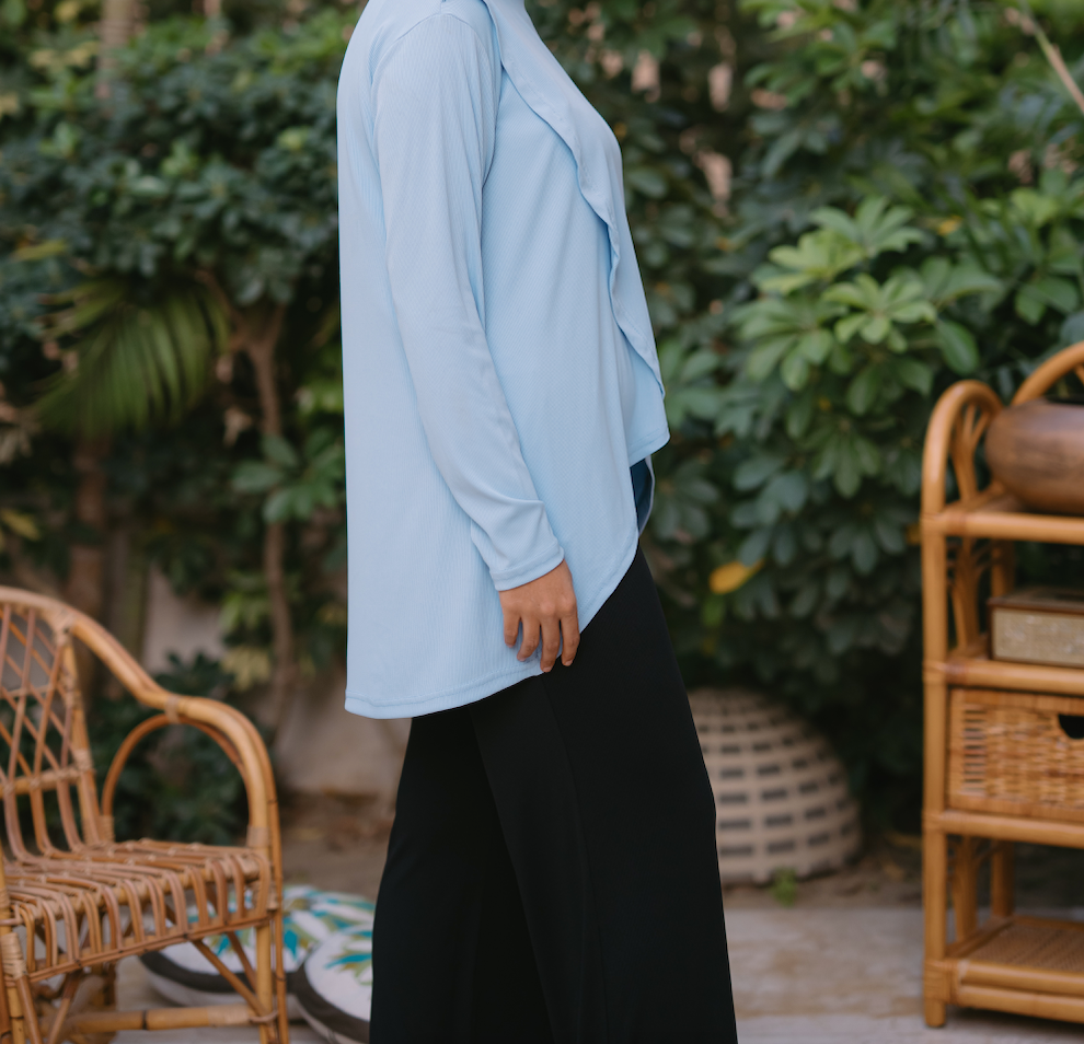 Nasaya soft breeze blue ribbed blouse