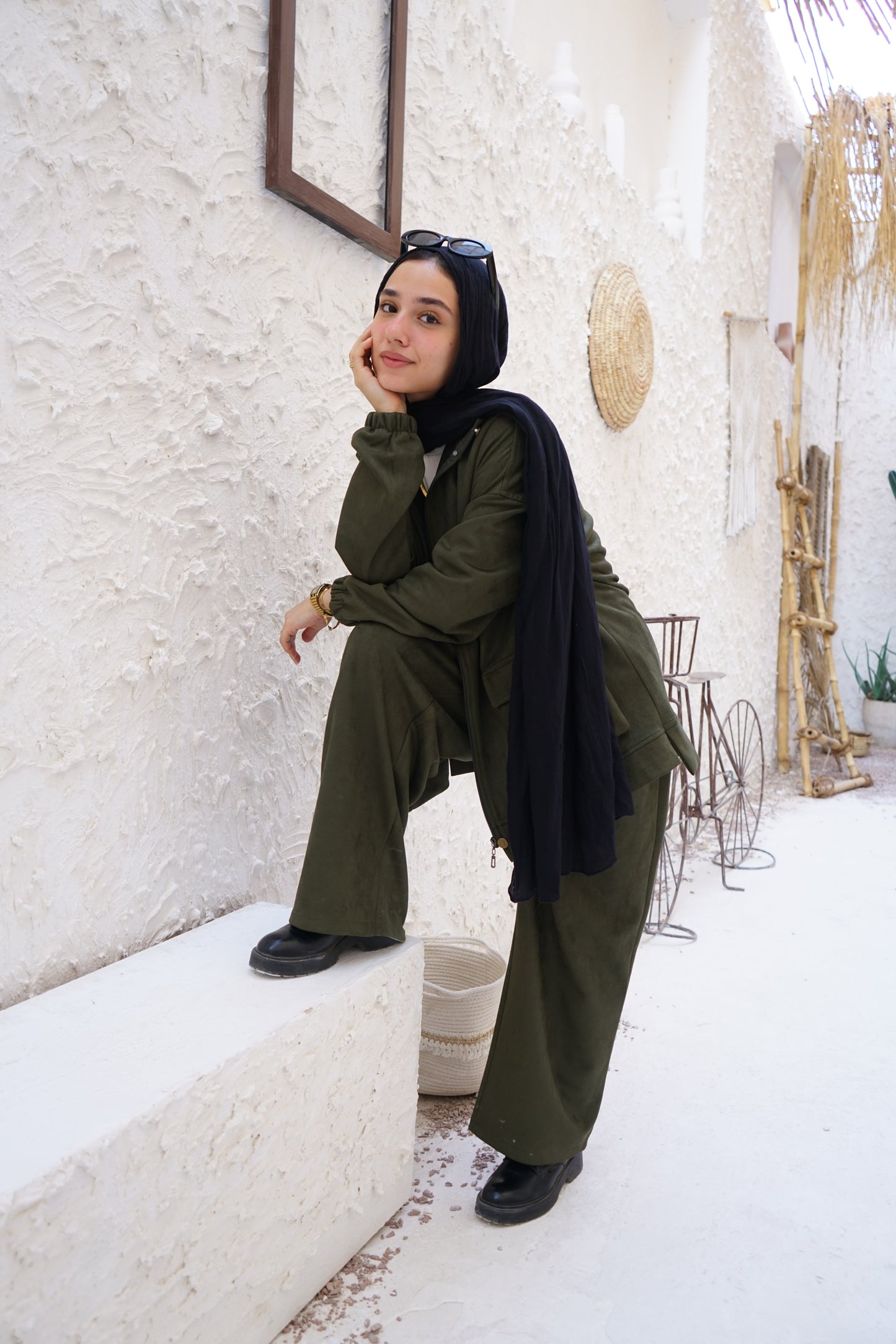 Nasaya Aurora olive Set "Pants & Jacket"