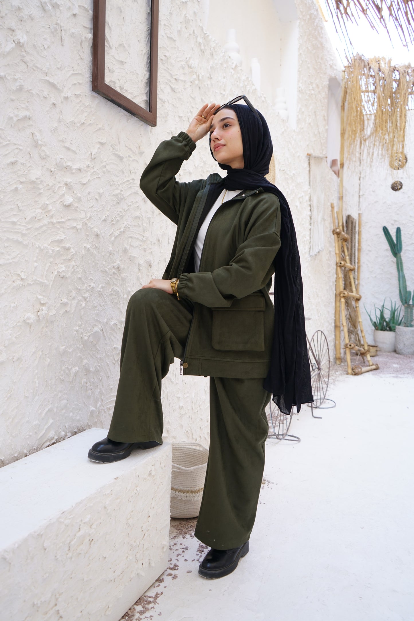 Nasaya Aurora olive Set "Pants & Jacket"