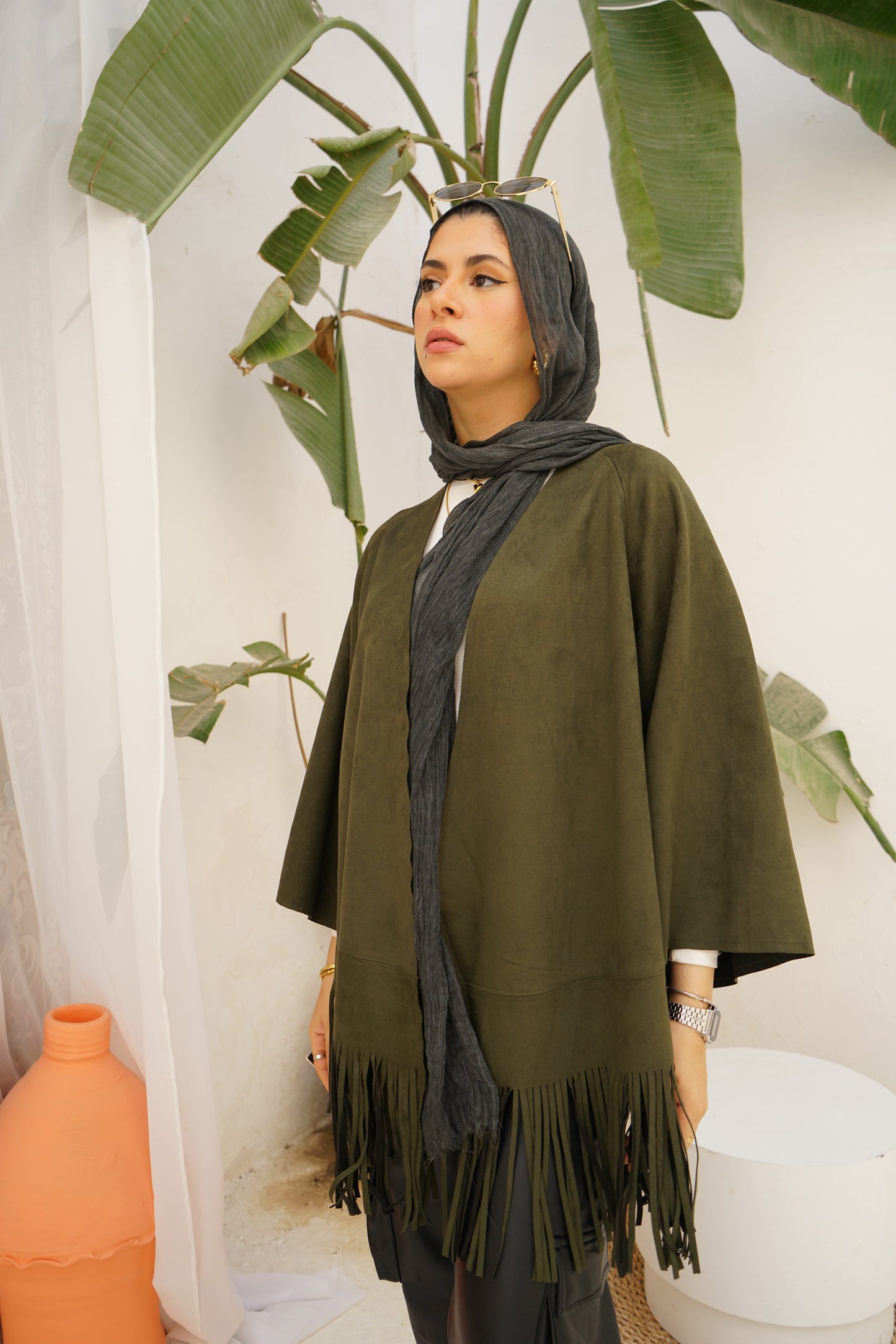 Nasaya Chamois K olive Kimono  one size