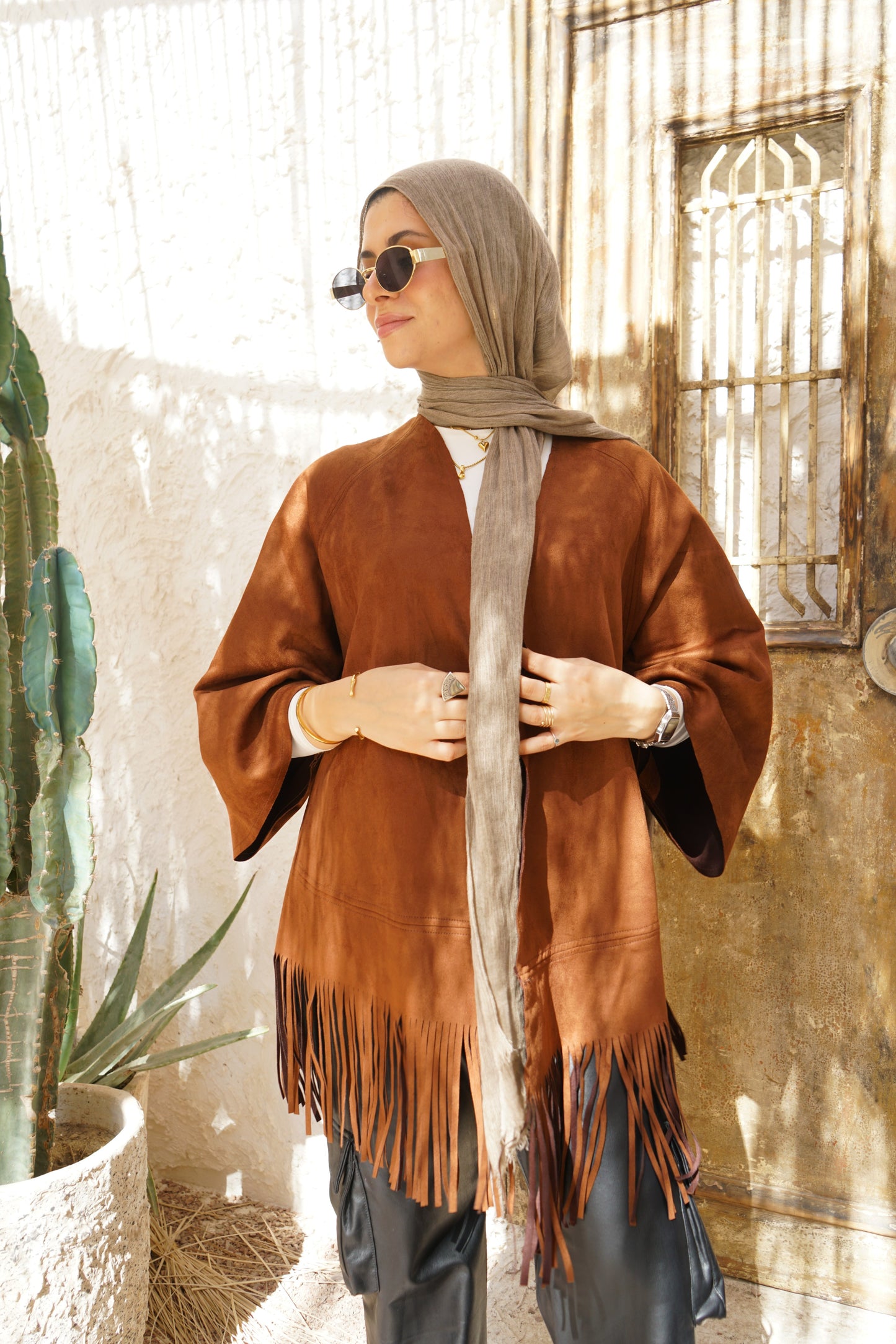 Nasaya Chamois K coffee Kimono one size